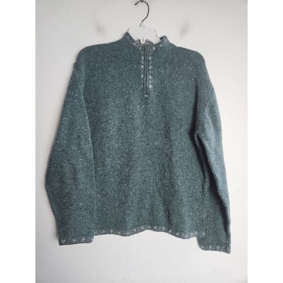 Woolrich Women Dark Green/Grey Wool Blend 1/2 Zip Pullover Sweater size XL - Picture 1 of 7